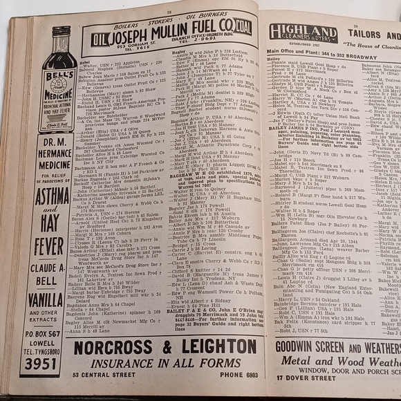 1945 Lowell, Massachusettes City Directory Book - Picture 7 of 16